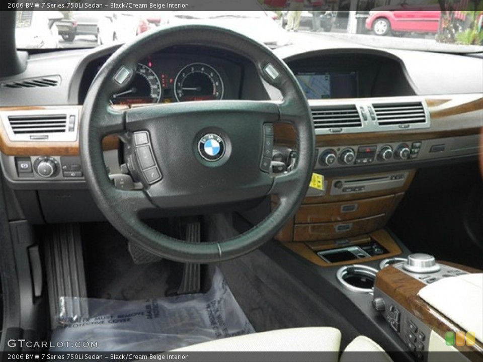 Black/Cream Beige Interior Dashboard for the 2006 BMW 7 Series 750Li Sedan #68323382