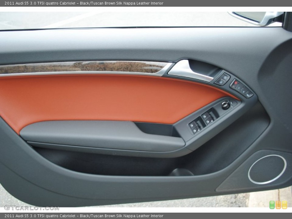 Black/Tuscan Brown Silk Nappa Leather Interior Door Panel for the 2011 Audi S5 3.0 TFSI quattro Cabriolet #68338526