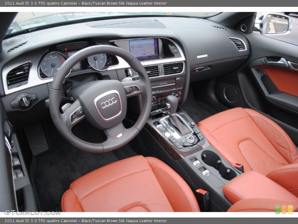 Black/Tuscan Brown Silk Nappa Leather Interior Prime Interior for the 2011 Audi S5 3.0 TFSI quattro Cabriolet #68338544