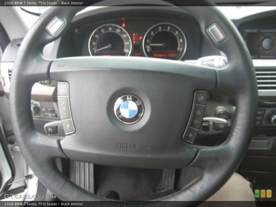 Black Interior Steering Wheel for the 2008 BMW 7 Series 750i Sedan #68340138