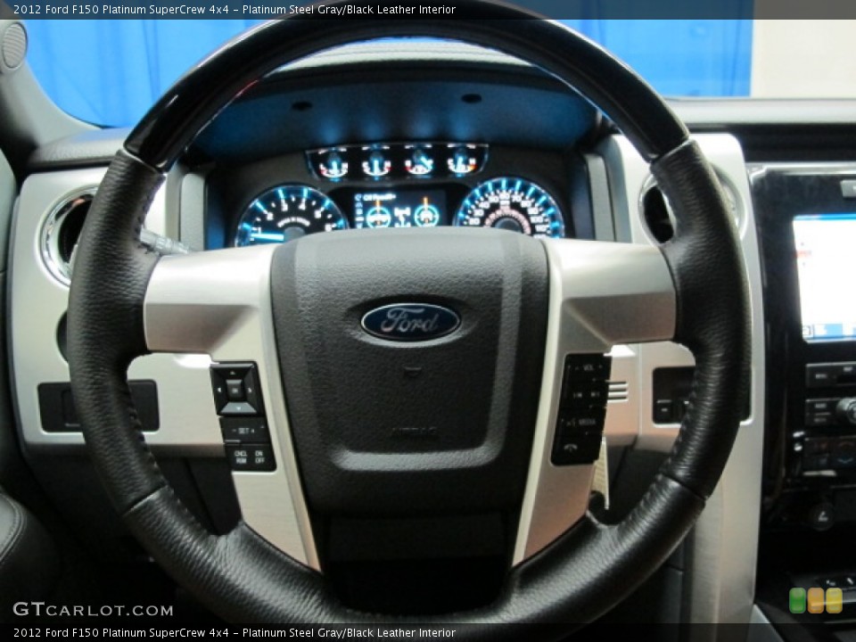 Platinum Steel Gray/Black Leather Interior Steering Wheel for the 2012 Ford F150 Platinum SuperCrew 4x4 #68353800