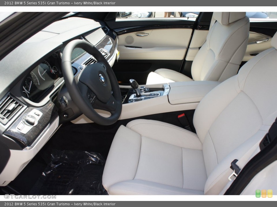 Ivory White/Black Interior Front Seat for the 2012 BMW 5 Series 535i Gran Turismo #68364019