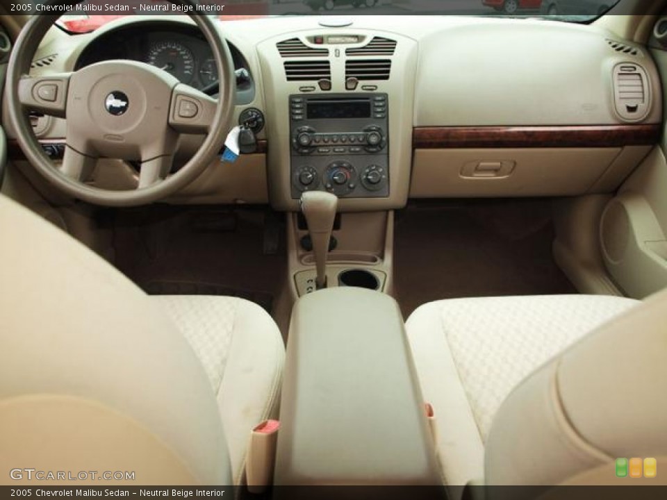 Neutral Beige Interior Dashboard for the 2005 Chevrolet Malibu Sedan #68365411