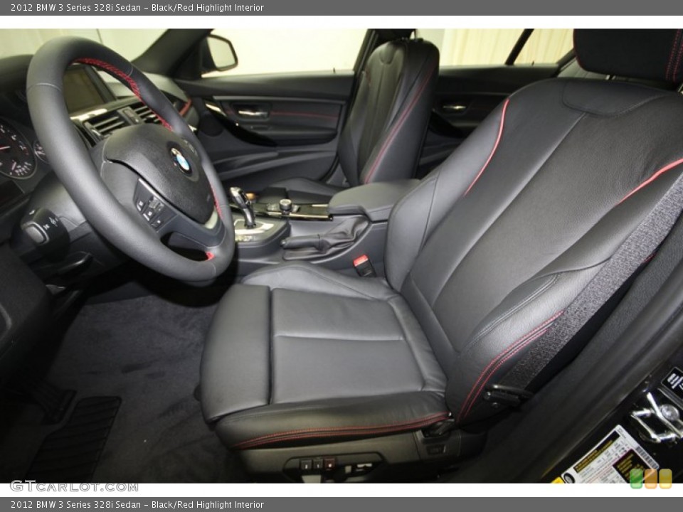 Black/Red Highlight Interior Photo for the 2012 BMW 3 Series 328i Sedan #68375562