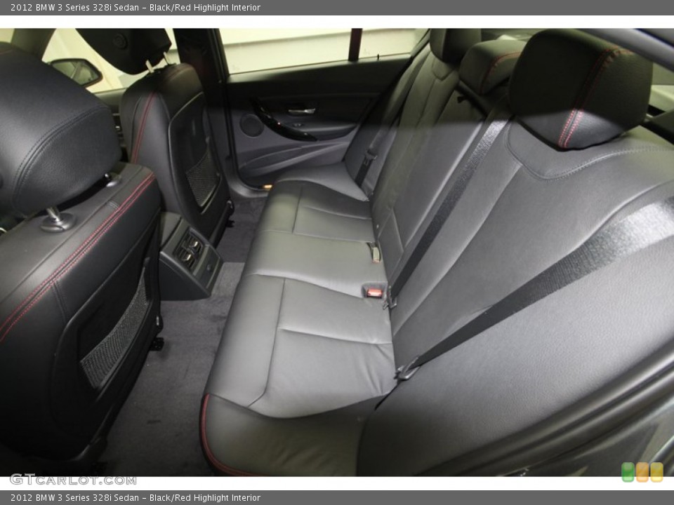 Black/Red Highlight Interior Rear Seat for the 2012 BMW 3 Series 328i Sedan #68375643