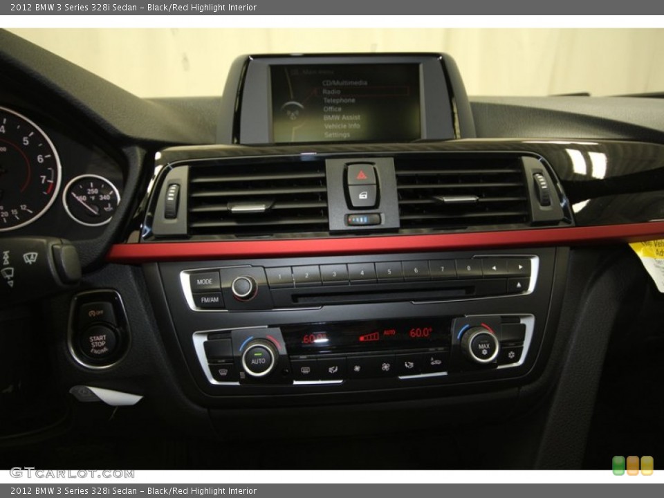 Black/Red Highlight Interior Controls for the 2012 BMW 3 Series 328i Sedan #68375673