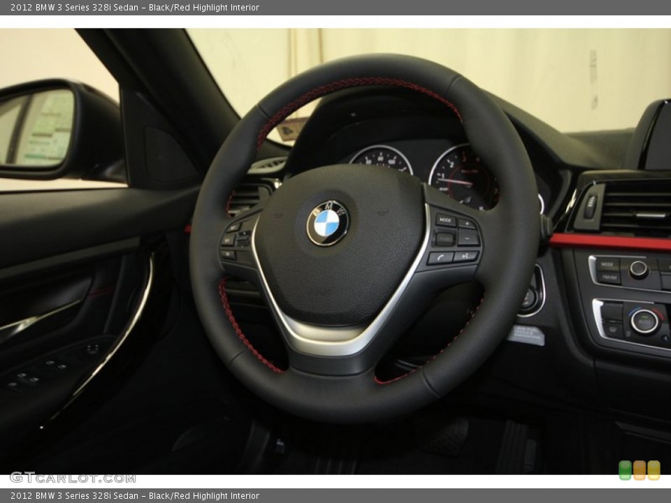 Black/Red Highlight Interior Steering Wheel for the 2012 BMW 3 Series 328i Sedan #68375736