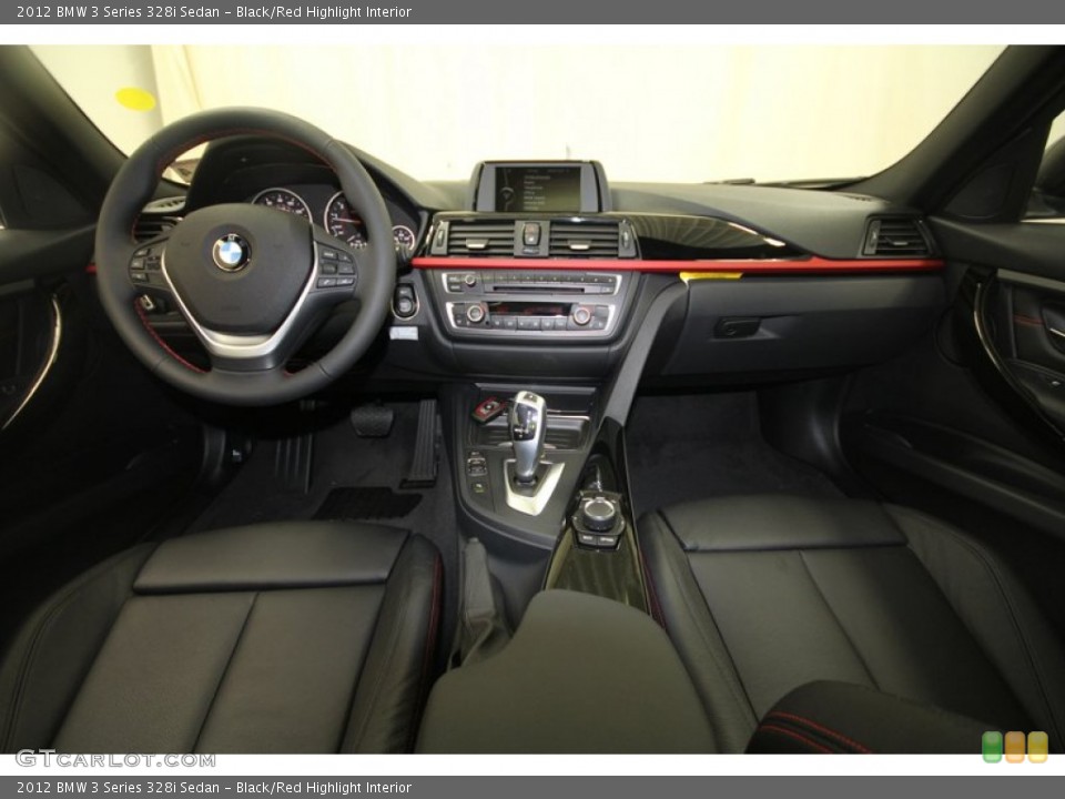 Black/Red Highlight Interior Dashboard for the 2012 BMW 3 Series 328i Sedan #68376036