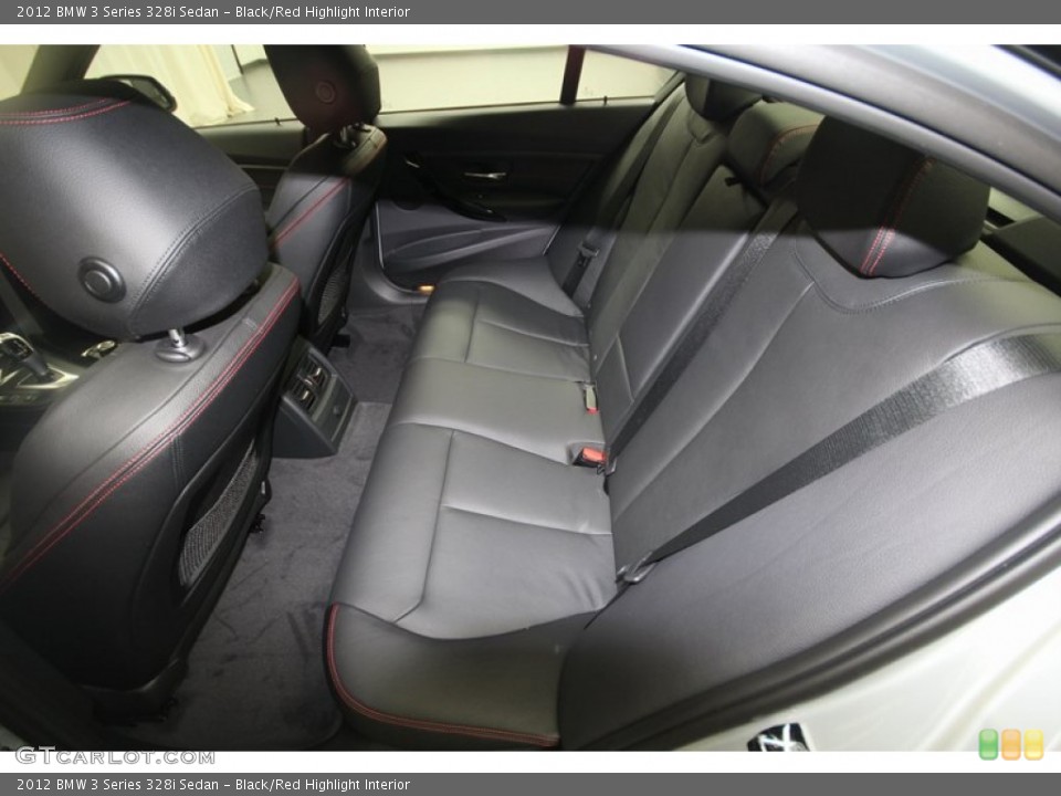 Black/Red Highlight Interior Rear Seat for the 2012 BMW 3 Series 328i Sedan #68376117