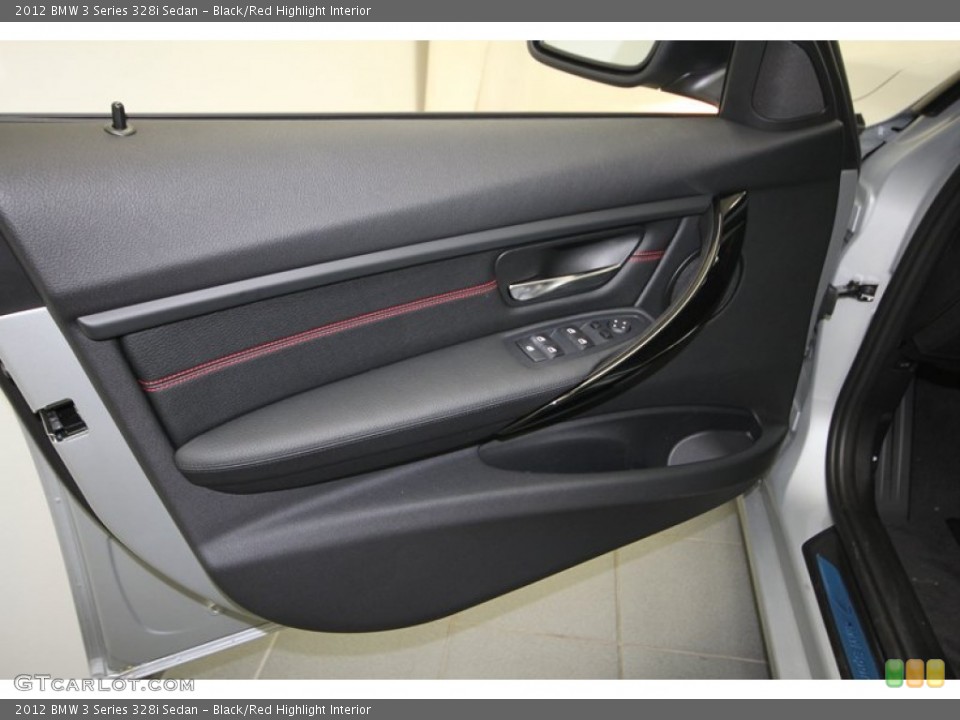 Black/Red Highlight Interior Door Panel for the 2012 BMW 3 Series 328i Sedan #68376126