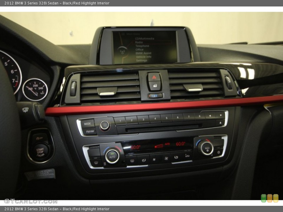 Black/Red Highlight Interior Controls for the 2012 BMW 3 Series 328i Sedan #68376153
