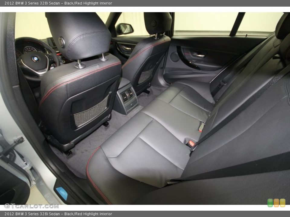 Black/Red Highlight Interior Rear Seat for the 2012 BMW 3 Series 328i Sedan #68376222
