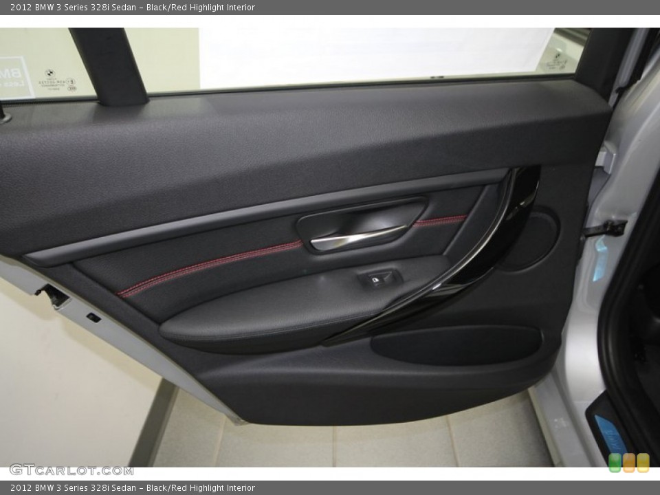 Black/Red Highlight Interior Door Panel for the 2012 BMW 3 Series 328i Sedan #68376231