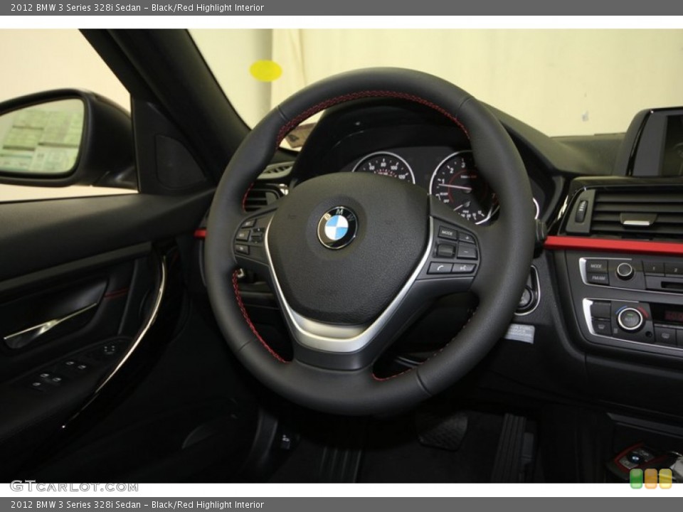 Black/Red Highlight Interior Steering Wheel for the 2012 BMW 3 Series 328i Sedan #68376240