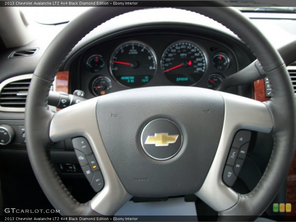 Ebony Interior Steering Wheel for the 2013 Chevrolet Avalanche LTZ 4x4 Black Diamond Edition #68387571