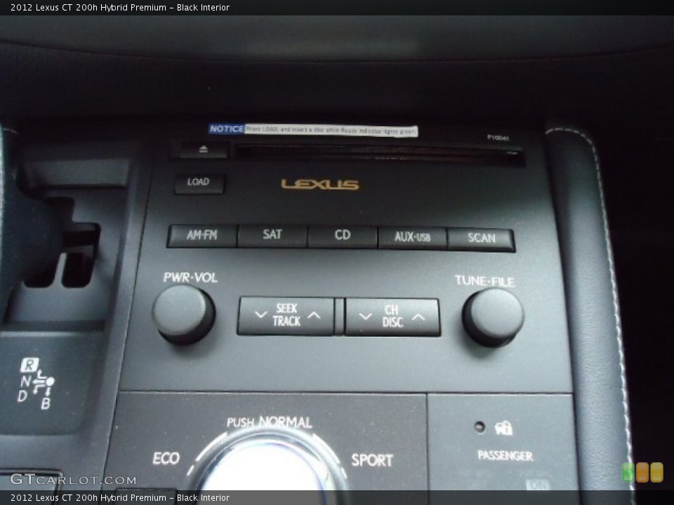 Black Interior Controls for the 2012 Lexus CT 200h Hybrid Premium #68401848