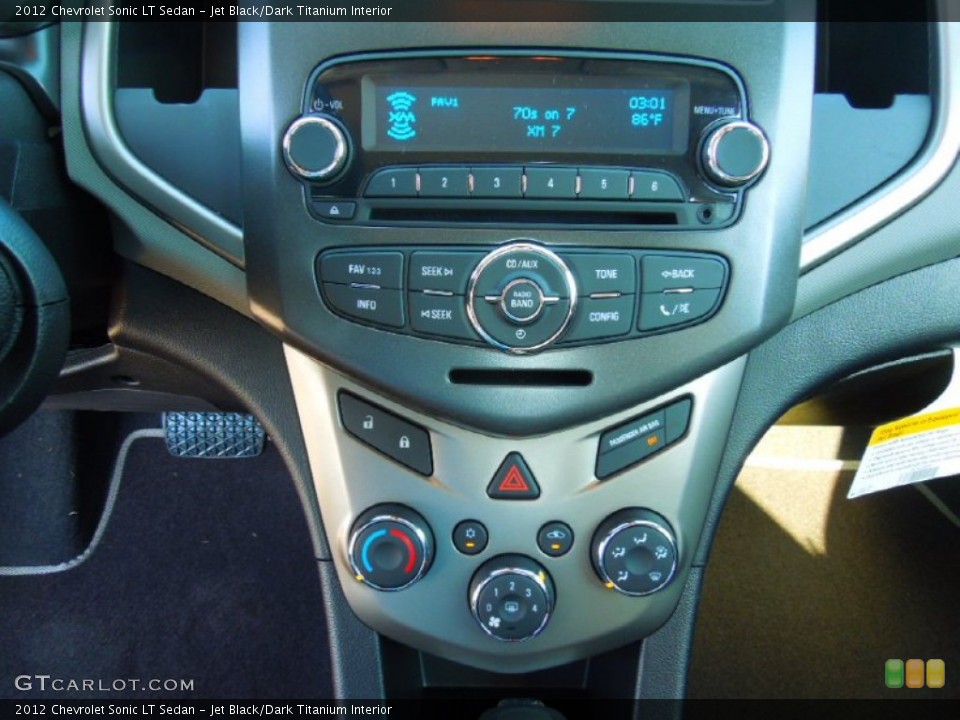 Jet Black/Dark Titanium Interior Controls for the 2012 Chevrolet Sonic LT Sedan #68404038