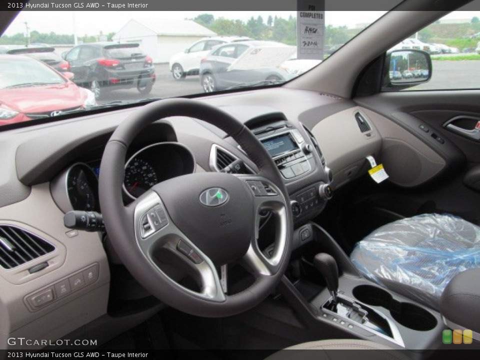 Taupe Interior Dashboard for the 2013 Hyundai Tucson GLS AWD #68460068