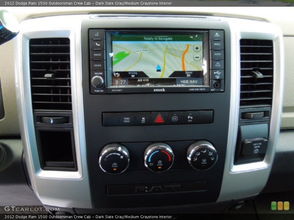Dark Slate Gray/Medium Graystone Interior Navigation for the 2012 Dodge Ram 1500 Outdoorsman Crew Cab #68464096