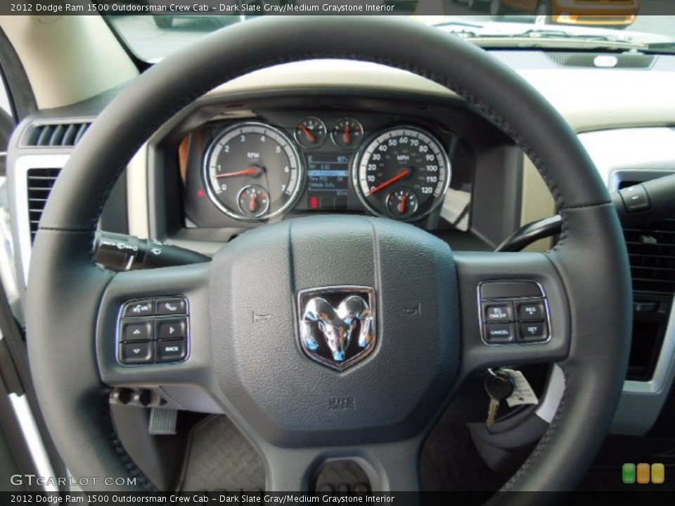 Dark Slate Gray/Medium Graystone Interior Steering Wheel for the 2012 Dodge Ram 1500 Outdoorsman Crew Cab #68464099