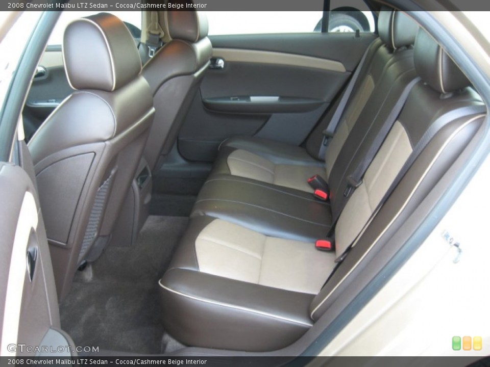 Cocoa/Cashmere Beige Interior Rear Seat for the 2008 Chevrolet Malibu LTZ Sedan #68479327