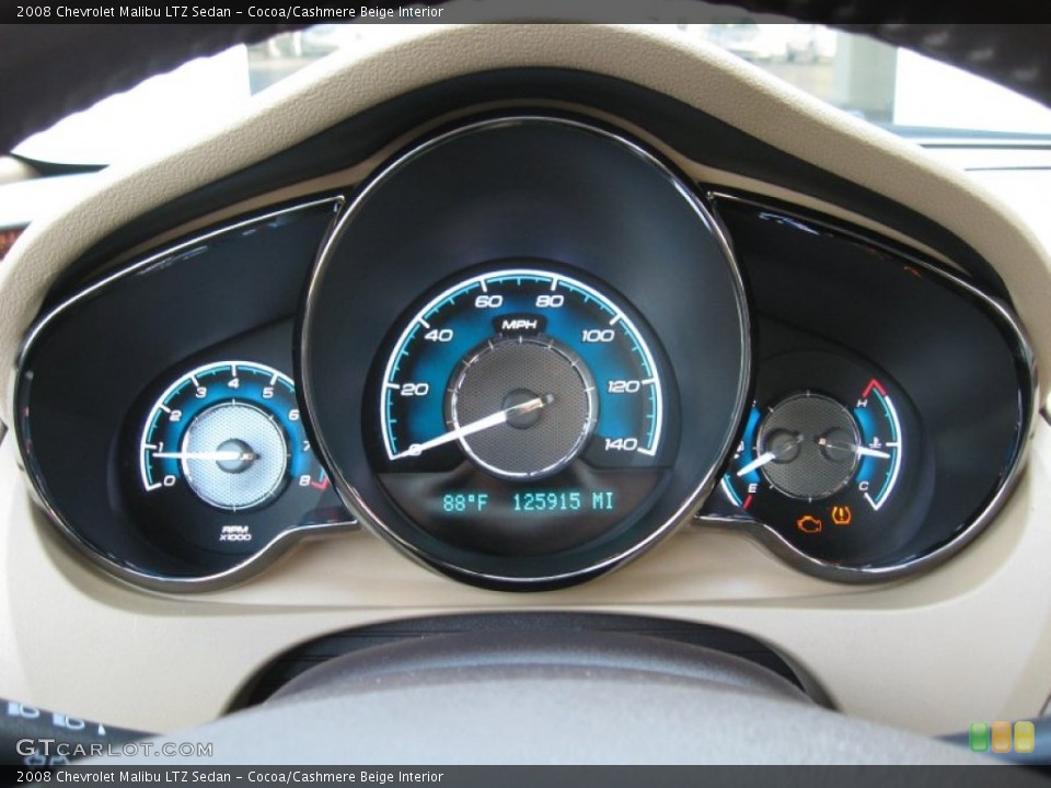 Cocoa/Cashmere Beige Interior Gauges for the 2008 Chevrolet Malibu LTZ Sedan #68479417