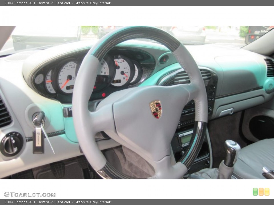 Graphite Grey Interior Steering Wheel for the 2004 Porsche 911 Carrera 4S Cabriolet #68526316