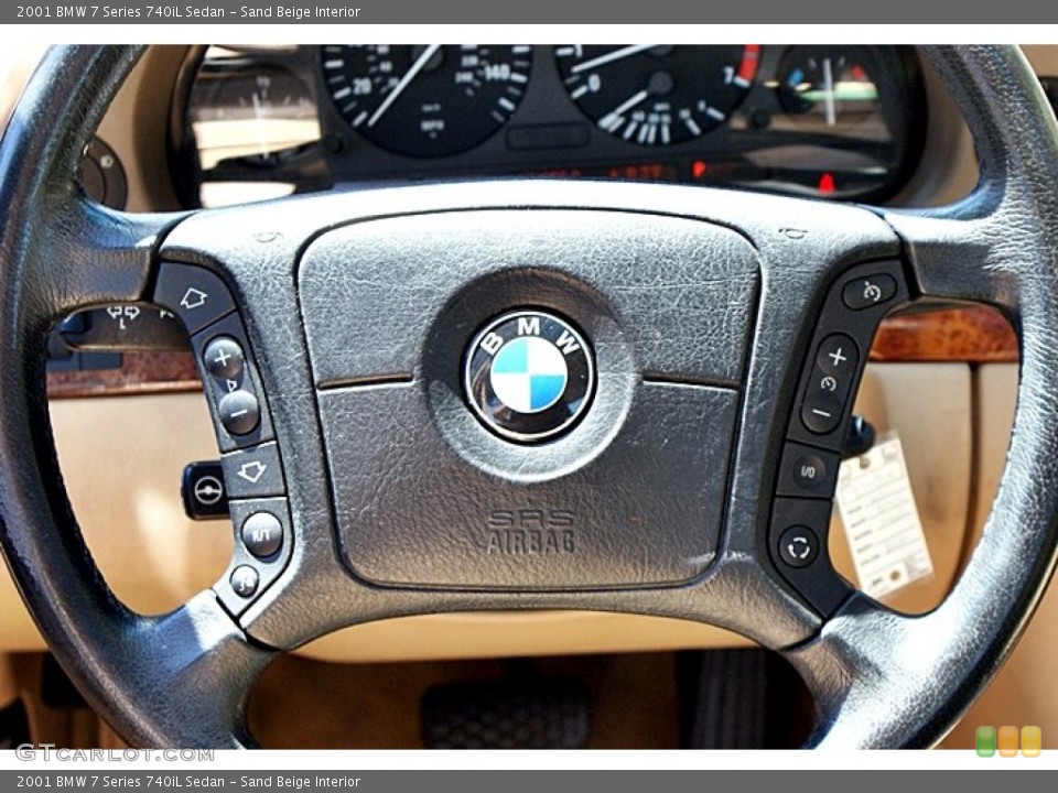 Sand Beige Interior Steering Wheel for the 2001 BMW 7 Series 740iL Sedan #68528191