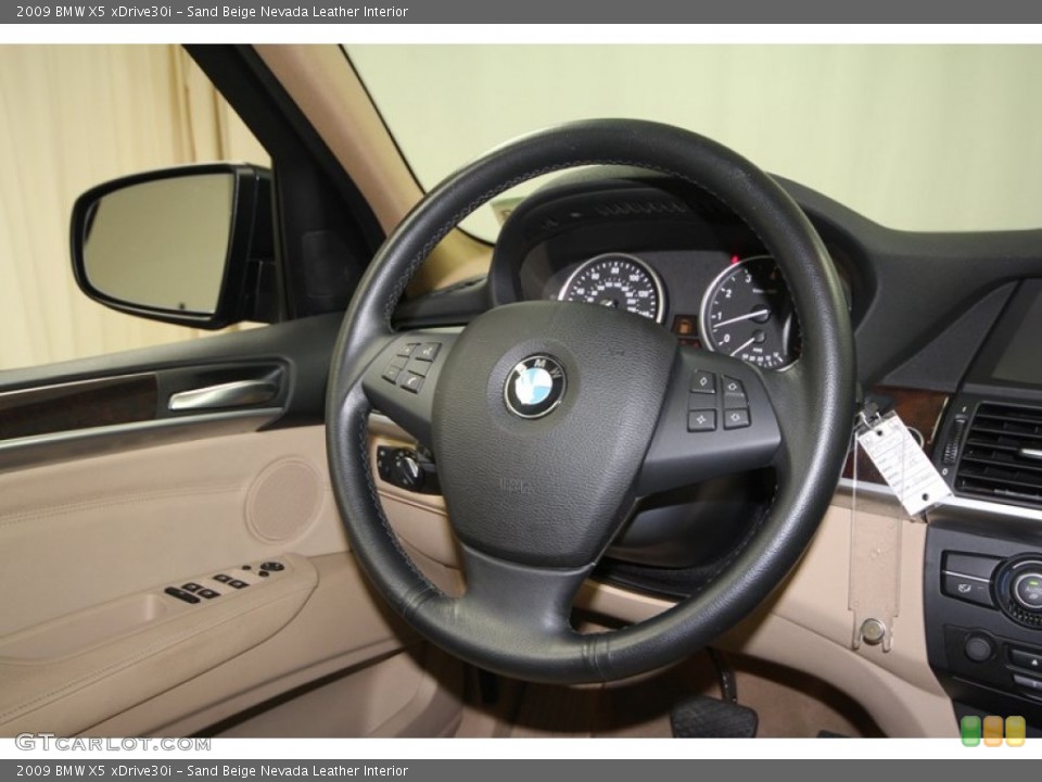 Sand Beige Nevada Leather Interior Steering Wheel for the 2009 BMW X5 xDrive30i #68536645