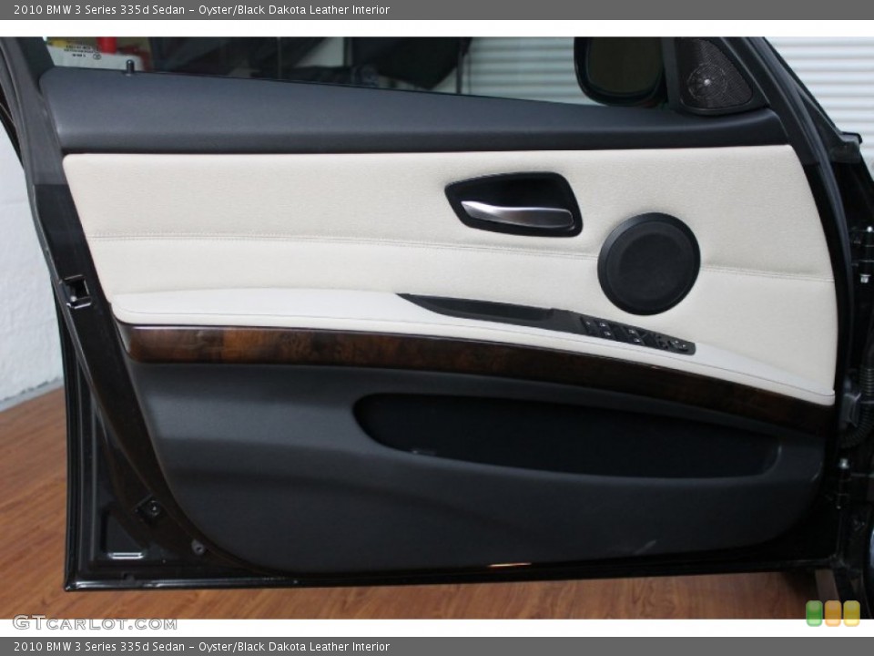 Oyster/Black Dakota Leather Interior Door Panel for the 2010 BMW 3 Series 335d Sedan #68536687