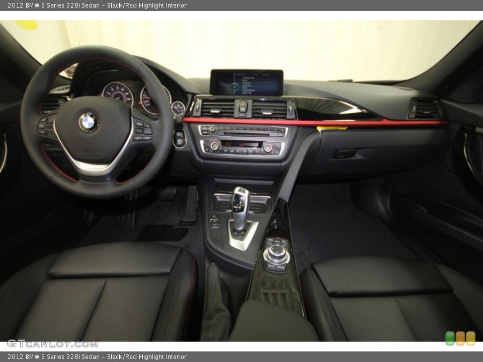 Black/Red Highlight Interior Dashboard for the 2012 BMW 3 Series 328i Sedan #68545594