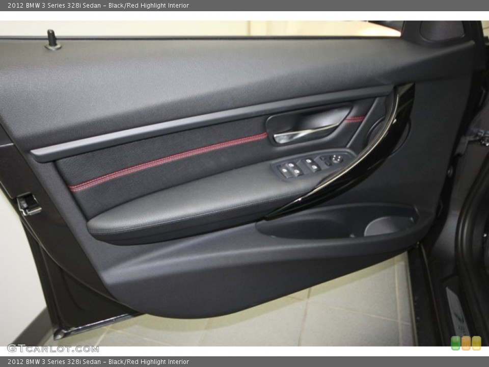 Black/Red Highlight Interior Door Panel for the 2012 BMW 3 Series 328i Sedan #68545673