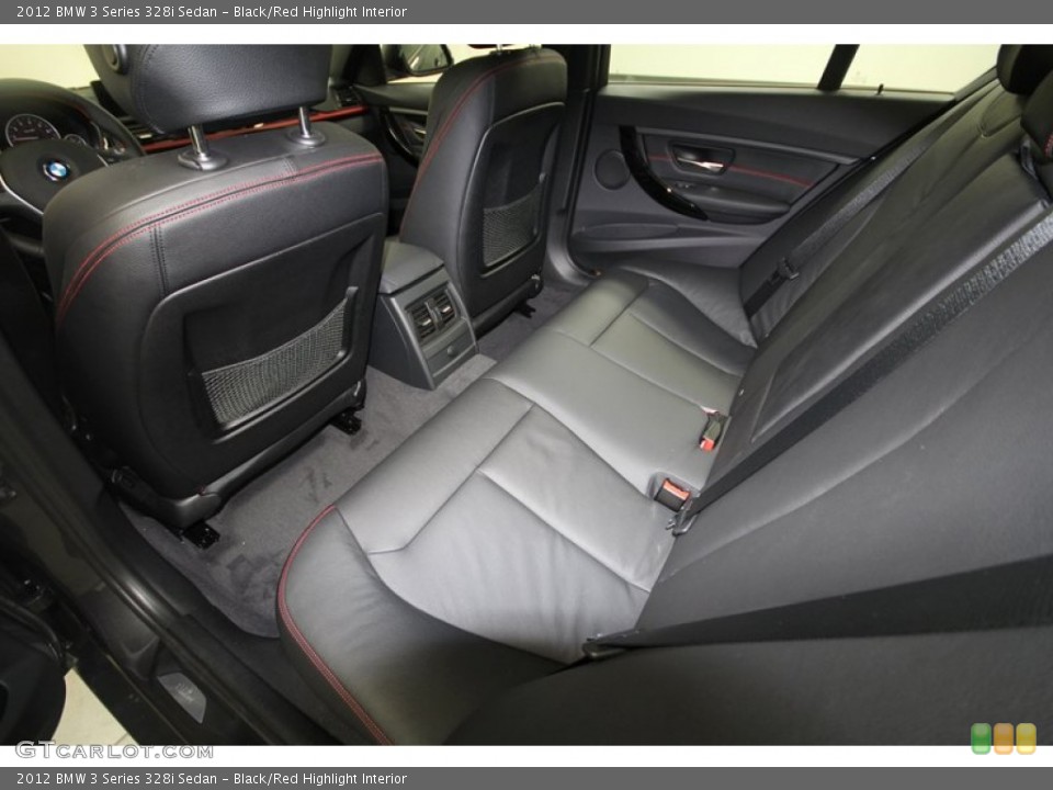 Black/Red Highlight Interior Rear Seat for the 2012 BMW 3 Series 328i Sedan #68545759