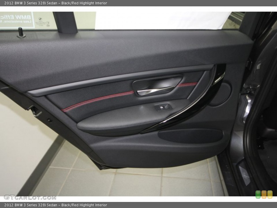 Black/Red Highlight Interior Door Panel for the 2012 BMW 3 Series 328i Sedan #68545768