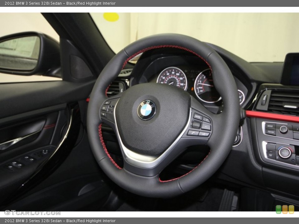 Black/Red Highlight Interior Steering Wheel for the 2012 BMW 3 Series 328i Sedan #68545777