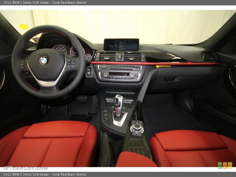 Coral Red/Black Interior Dashboard for the 2012 BMW 3 Series 328i Sedan #68545833