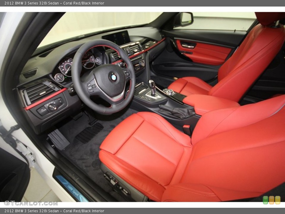 Coral Red/Black Interior Prime Interior for the 2012 BMW 3 Series 328i Sedan #68545894