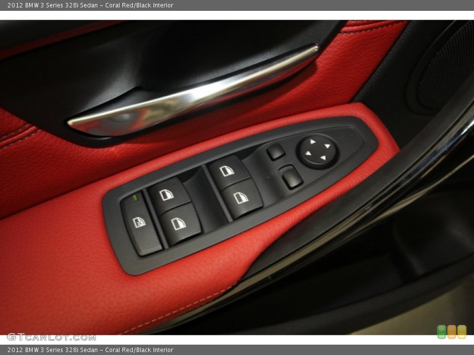 Coral Red/Black Interior Controls for the 2012 BMW 3 Series 328i Sedan #68545921