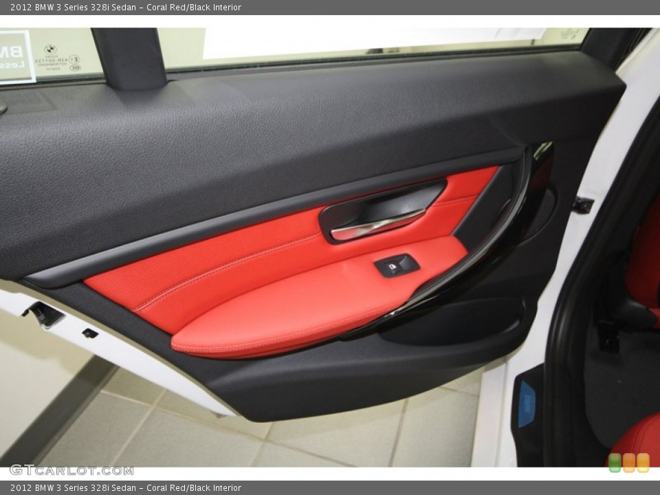 Coral Red/Black Interior Door Panel for the 2012 BMW 3 Series 328i Sedan #68546002