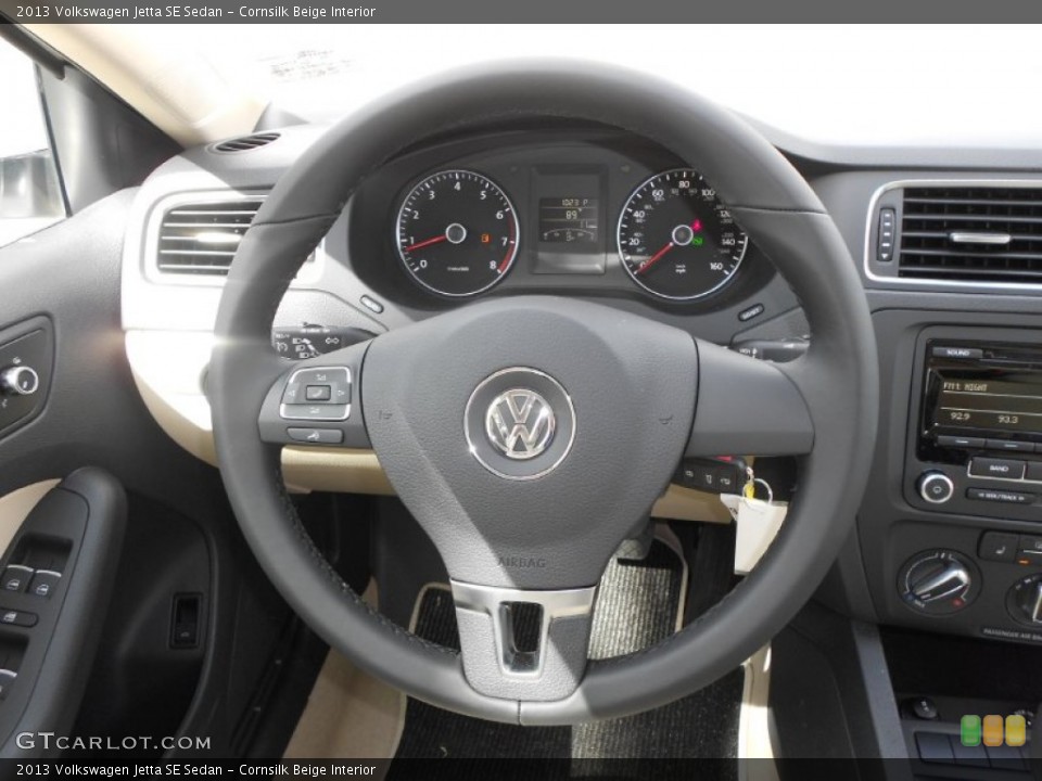 Cornsilk Beige Interior Steering Wheel for the 2013 Volkswagen Jetta SE Sedan #68553118