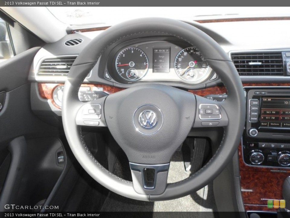 Titan Black Interior Steering Wheel for the 2013 Volkswagen Passat TDI SEL #68553928