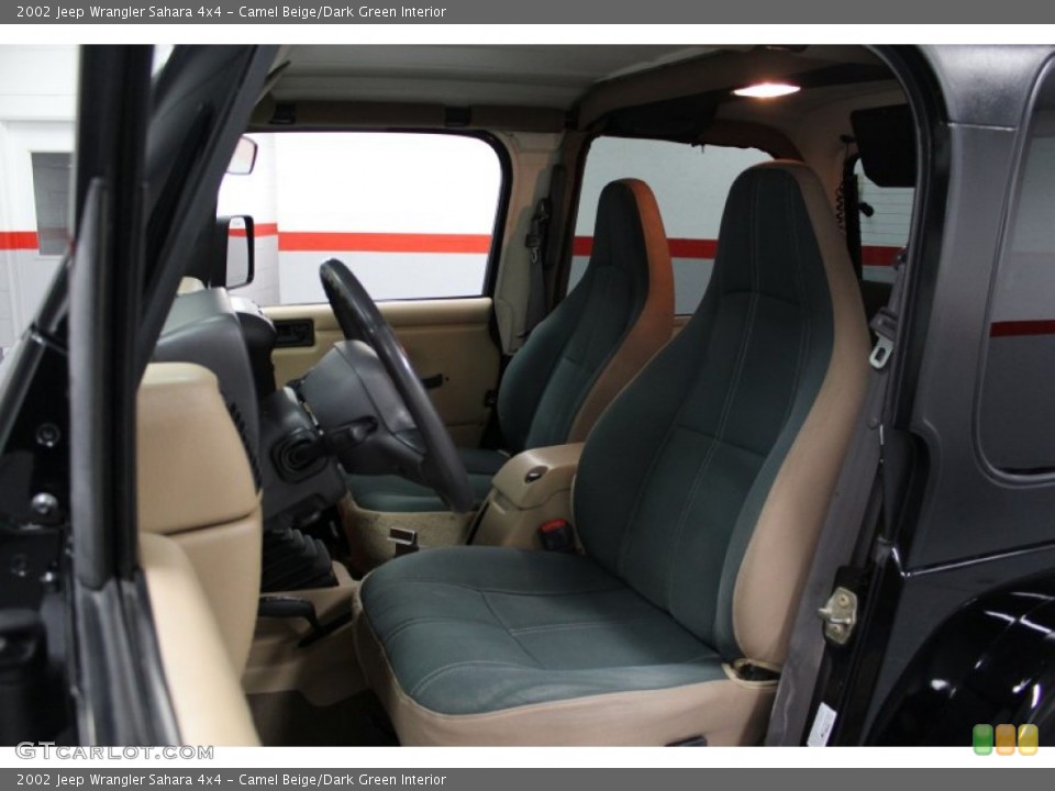 Camel Beige/Dark Green Interior Front Seat for the 2002 Jeep Wrangler Sahara 4x4 #68590073