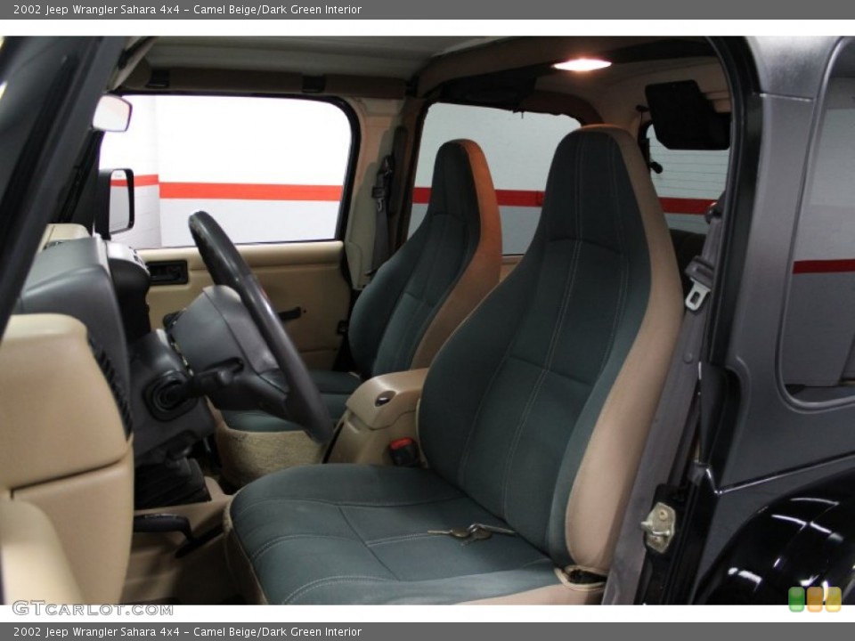 Camel Beige/Dark Green Interior Front Seat for the 2002 Jeep Wrangler Sahara 4x4 #68590082