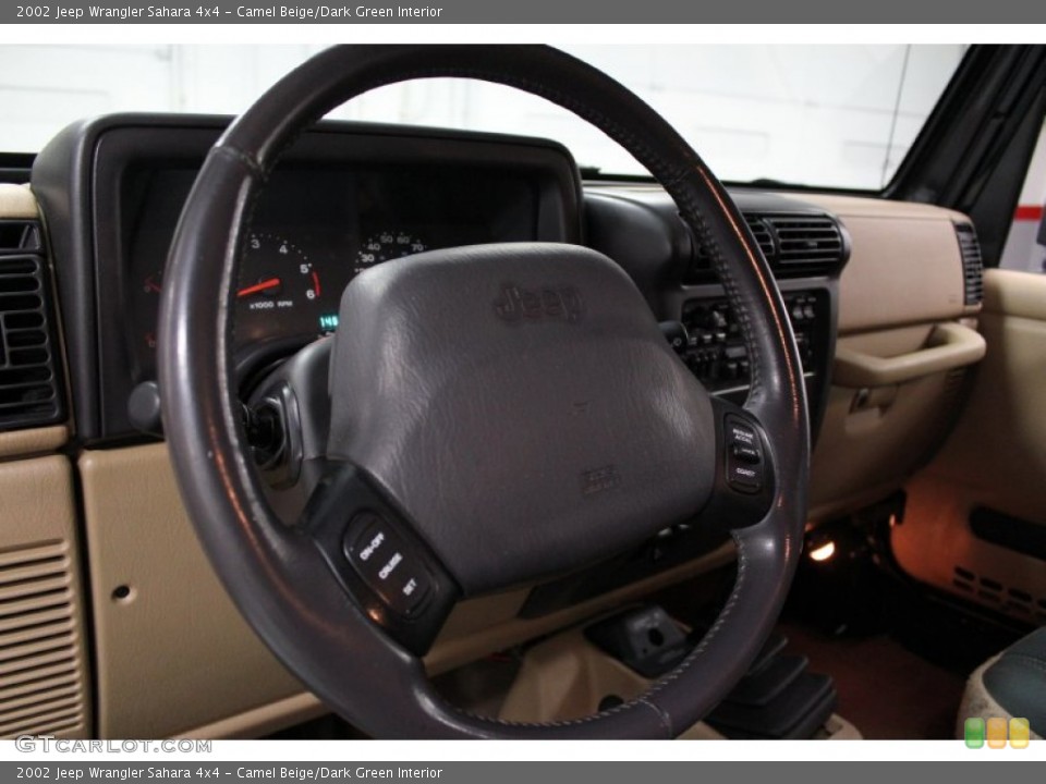 Camel Beige/Dark Green Interior Steering Wheel for the 2002 Jeep Wrangler Sahara 4x4 #68590160