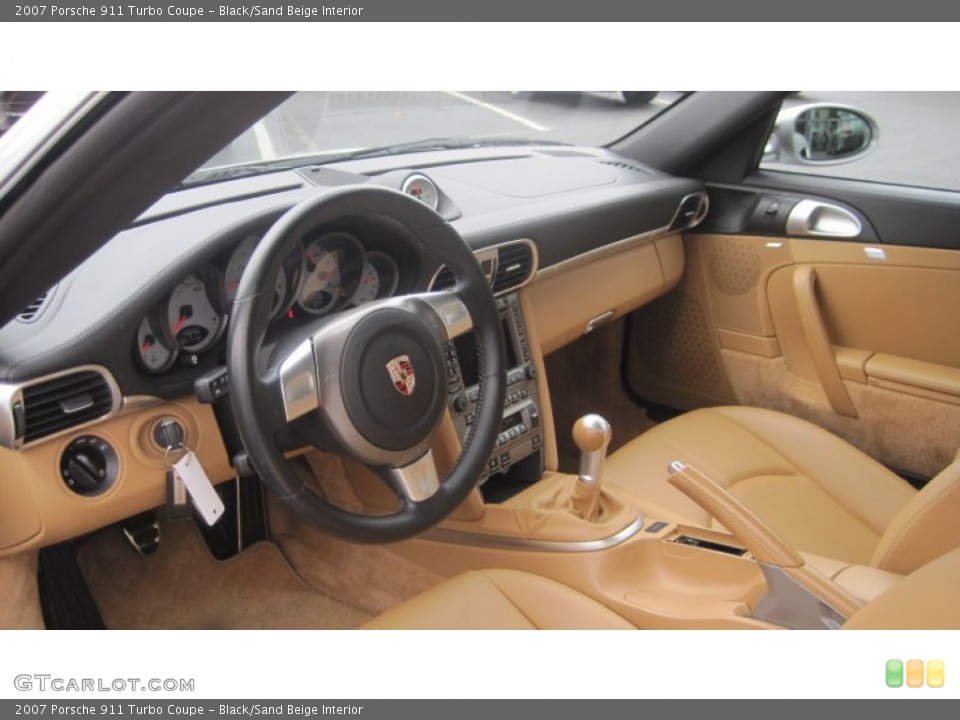 Black/Sand Beige Interior Prime Interior for the 2007 Porsche 911 Turbo Coupe #68591672