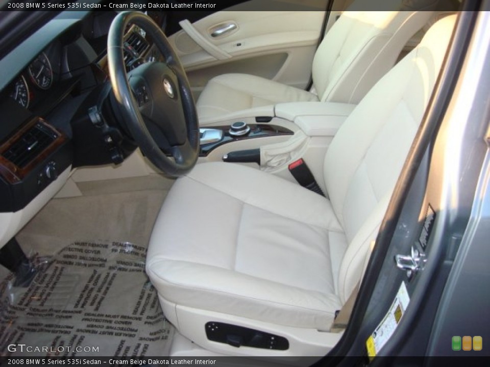 Cream Beige Dakota Leather Interior Front Seat for the 2008 BMW 5 Series 535i Sedan #68601422