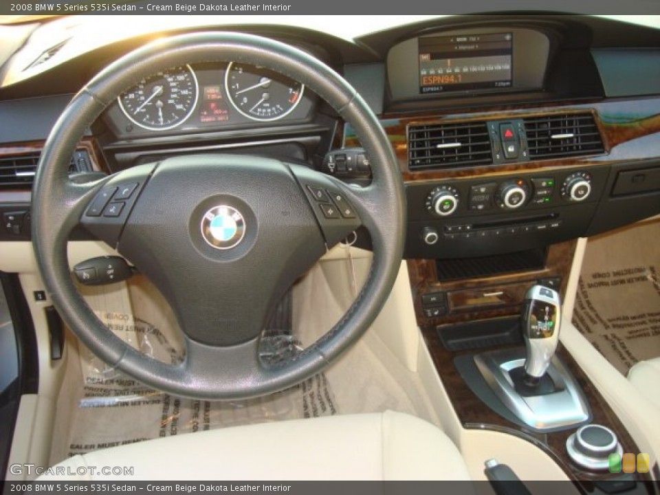 Cream Beige Dakota Leather Interior Dashboard for the 2008 BMW 5 Series 535i Sedan #68601440