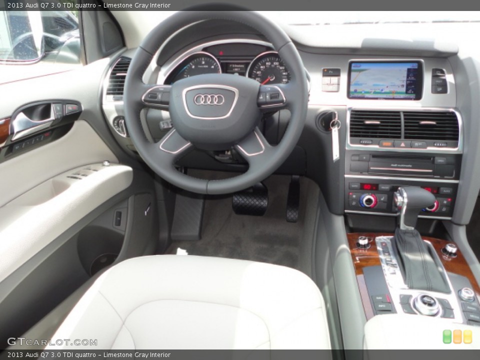 Limestone Gray Interior Dashboard for the 2013 Audi Q7 3.0 TDI quattro #68610653
