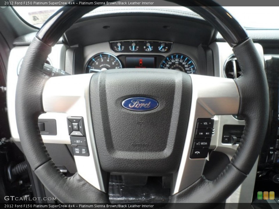 Platinum Sienna Brown/Black Leather Interior Steering Wheel for the 2012 Ford F150 Platinum SuperCrew 4x4 #68614217