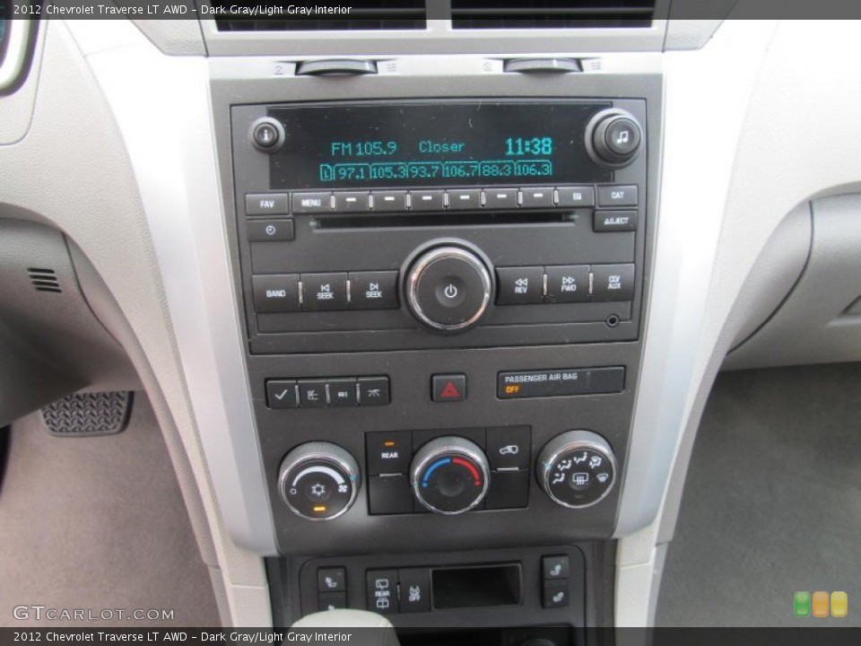 Dark Gray/Light Gray Interior Controls for the 2012 Chevrolet Traverse LT AWD #68618369